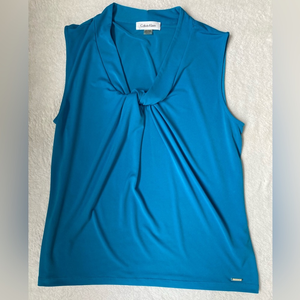 Calvin Klein Blue Twist-front Blouse